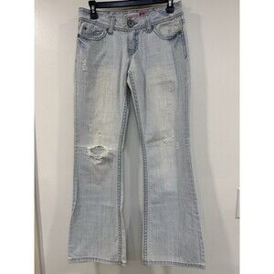 Aeropostale Women's Skinny Flare Jeans 1 / 2 Short Flare Distressed Mid-Rise Y2K